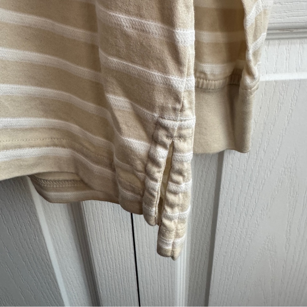 Turnbury Cream White Striped Henley Long Sleeve Polo Men's Size Large Business - Picture 2 of 6